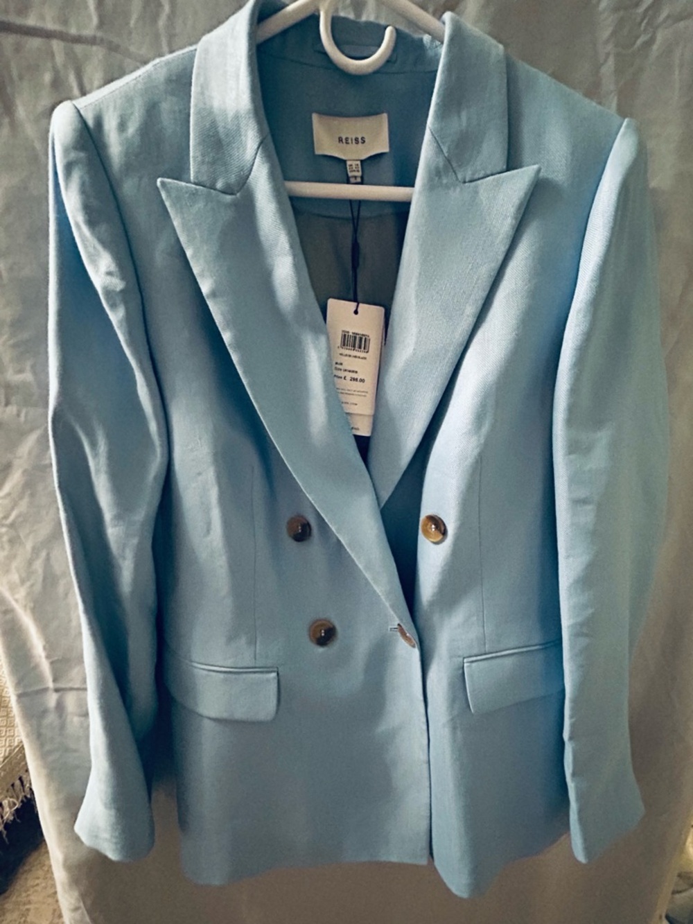Reiss Light Blue Double-Breasted Suit Blazer - Picture 3 of 3